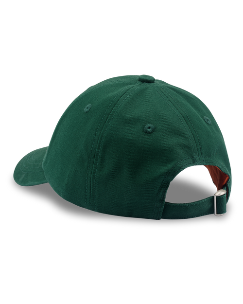 Zöld Jägermeister baseballsapka, látható logó nélkül.