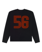 Black Jägermeister longsleeve with orange number 56.