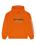 Narancssárga Jägermeister Racing kapucnis pulóver elölről.