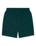 Dark green Jägermeister shorts with a back pocket.
