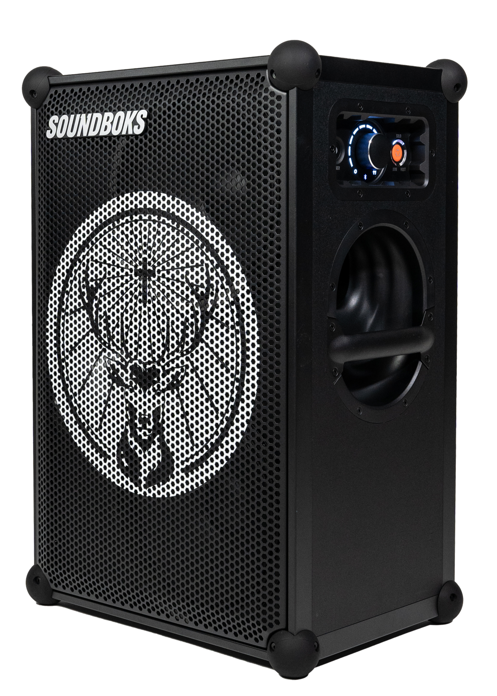 Fekete Soundboks hangszóró Jägermeister márkalogóval