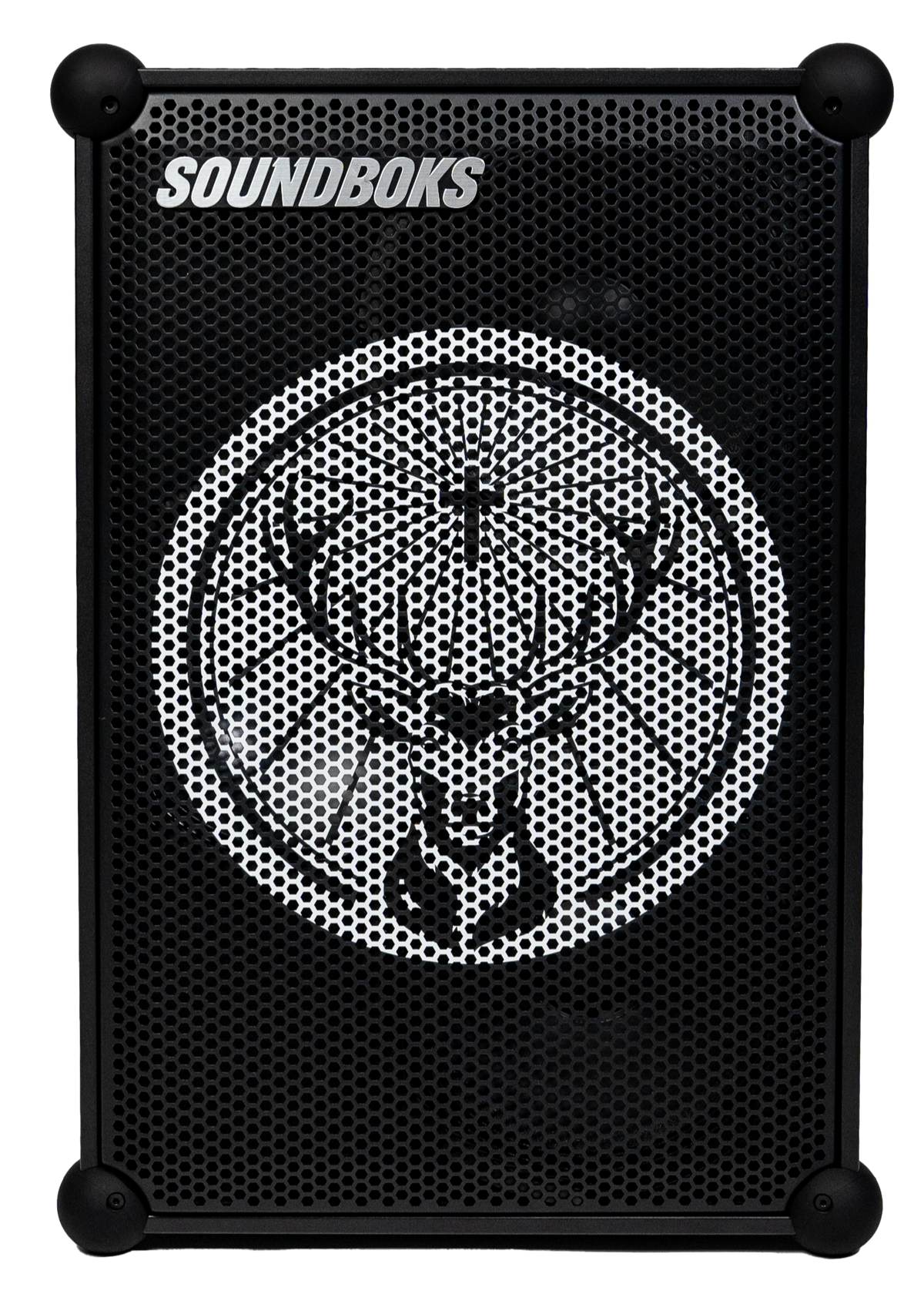 Fekete Soundboks hangszóró Jägermeister márkalogóval