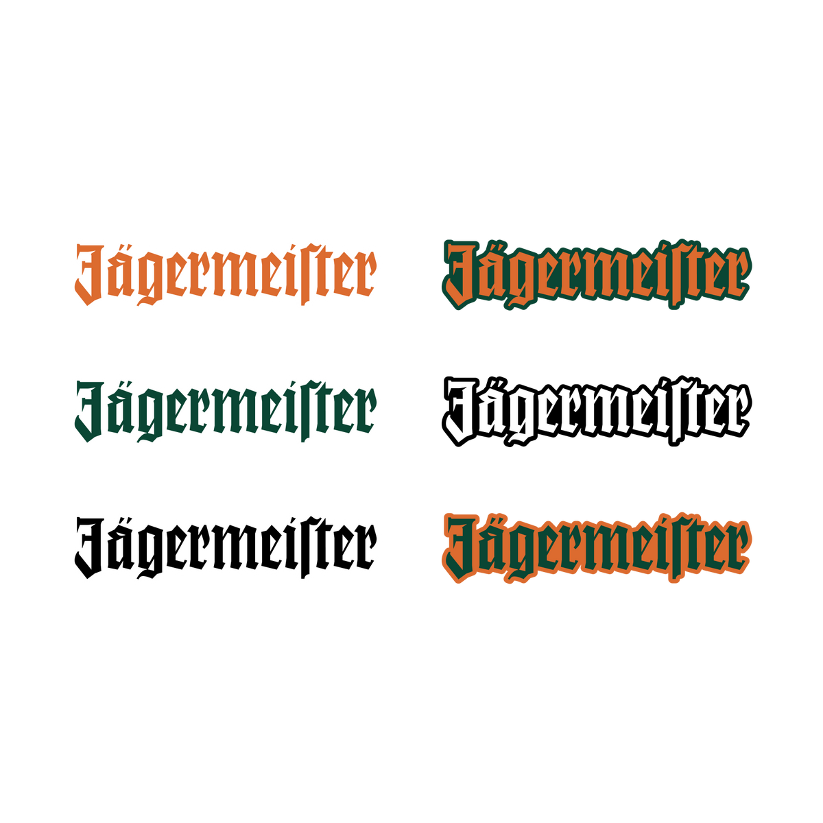 Jägermeister szójel logó különböző színekben, fehér háttéren