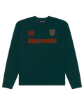 Green longsleeve with Jägermeister branding.